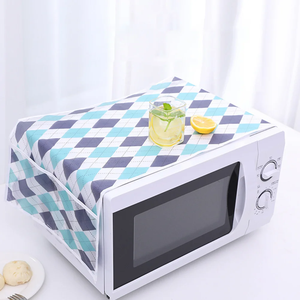 

2Pcs Microwave Oven Cover Dust Proof Protector with Side Pocket for Home Use Stylish Colorful Design Easy Clean Cover Cloth