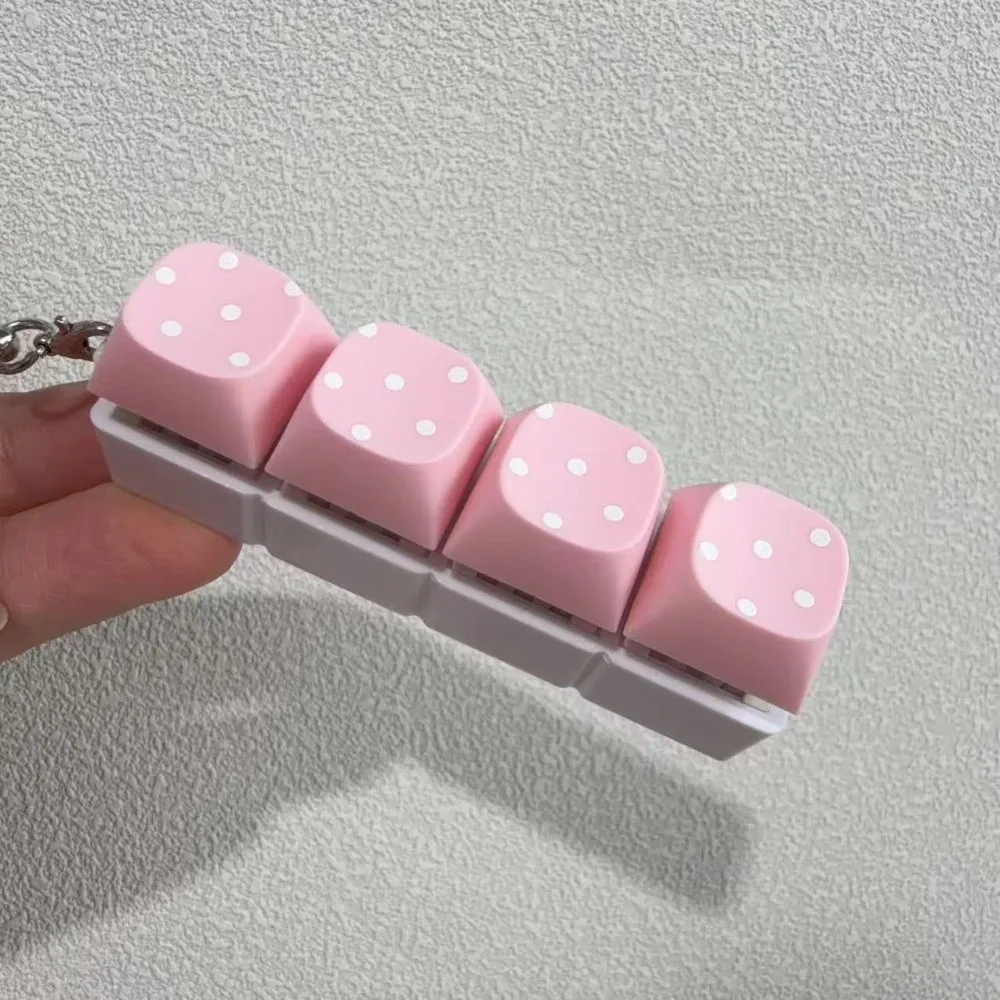 Button Keycap Fidget Keychain Polka Dot Pattern Stress Relief Finger Keyboard Toy 3/4/6/9 Keys with Lights Keycap Fidget Toy