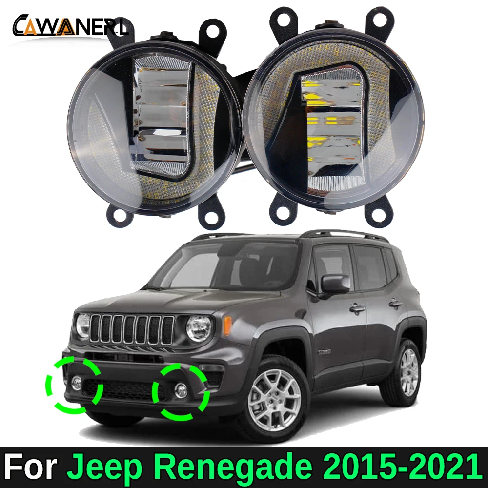 

2IN1 функция светодиодный противотуманный фонарь в сборе DRL для Jeep Renegade 2015-2021, передний бампер автомобиля, противотуманная фара с дневным светом, 1 пара