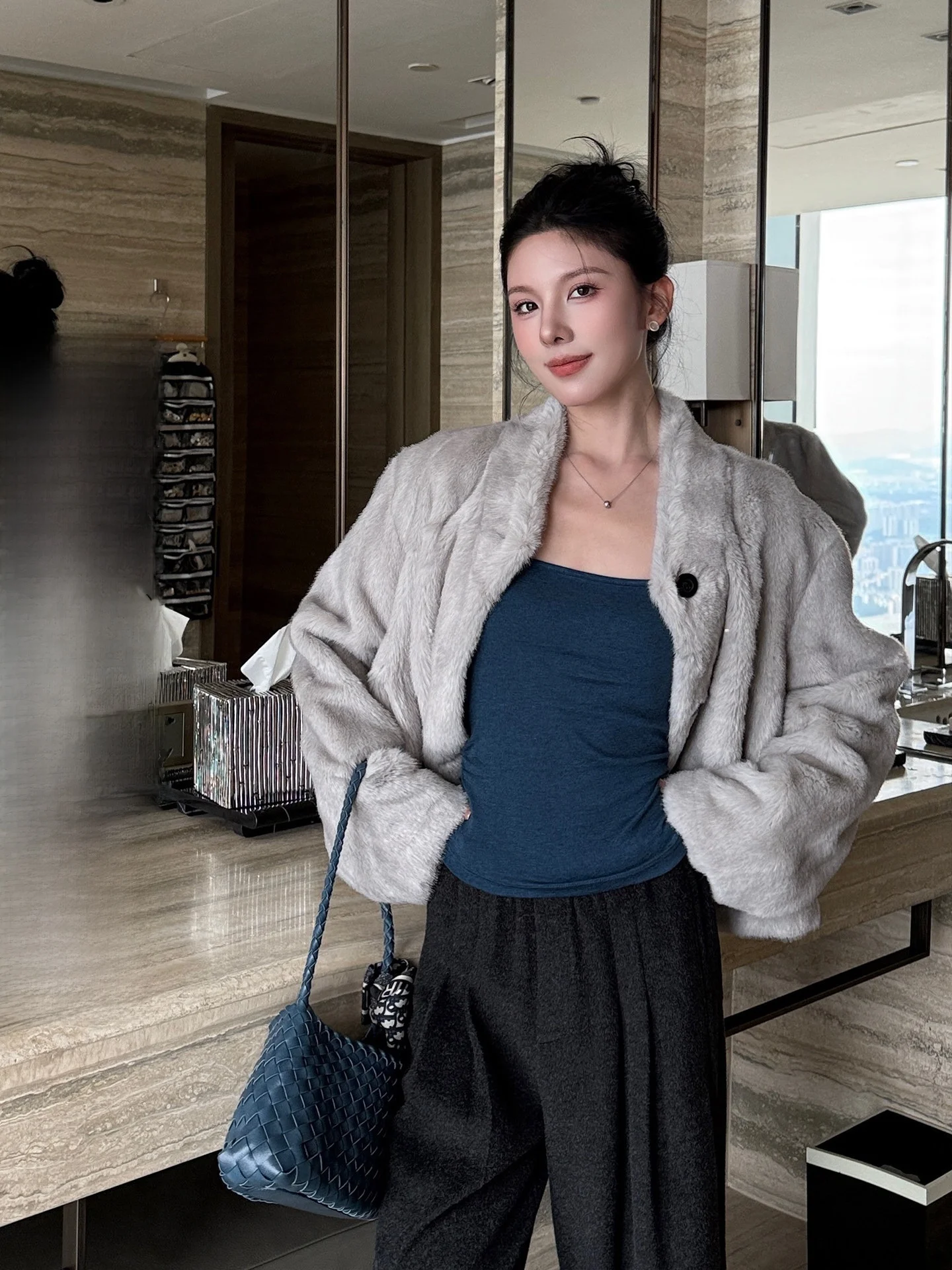 

Женское короткое пальто Ele round Ne из овечьей шерсти, мягкое, теплое, зимняя верхняя одежда из полиэфирного волокна, прямой крой