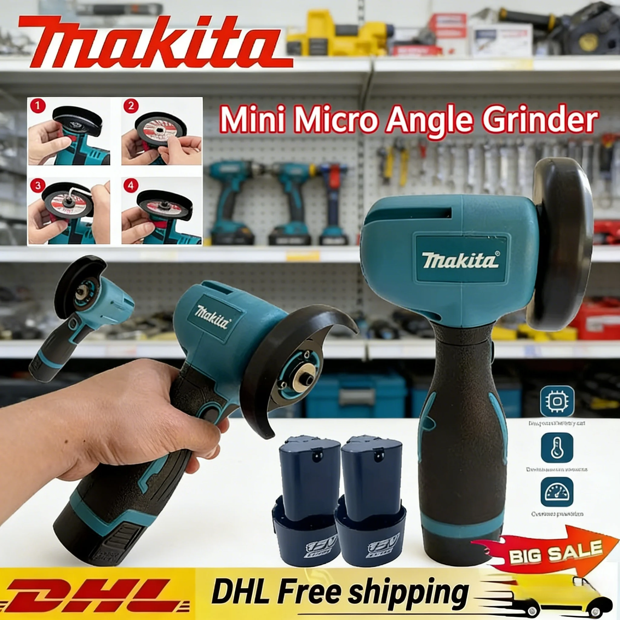 

Makita Miniature Rechargeable 12V Mini Angle Grinder with Battery Cutting Blade Polishing Grinder for Cutting Diamond Cordless