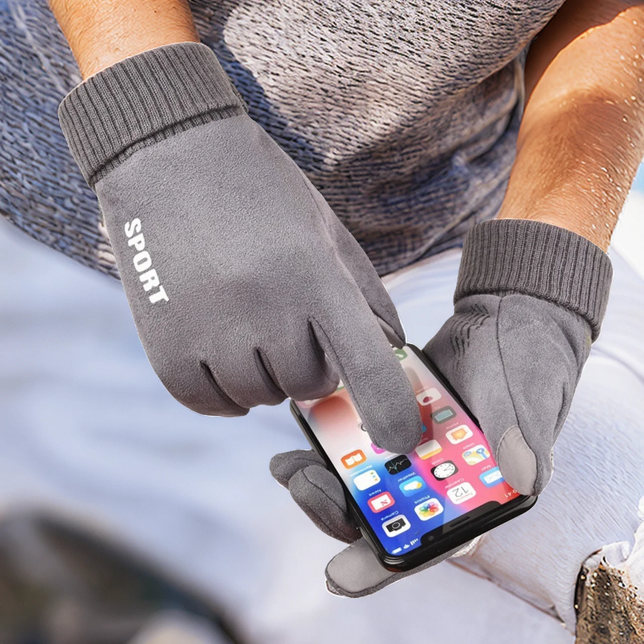 

Anti-Slip Cycling Biking Half Waterproof Finger Touchscreen Mountain Breathable Bike Road Gloves Finger Mesh Full Windproof