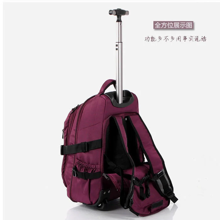 Men\'s Trolley Backpack Travel Bag With Wheels Large Capacity Duffle Bags Luggage Backpacks College Schoolbag For Women Teens