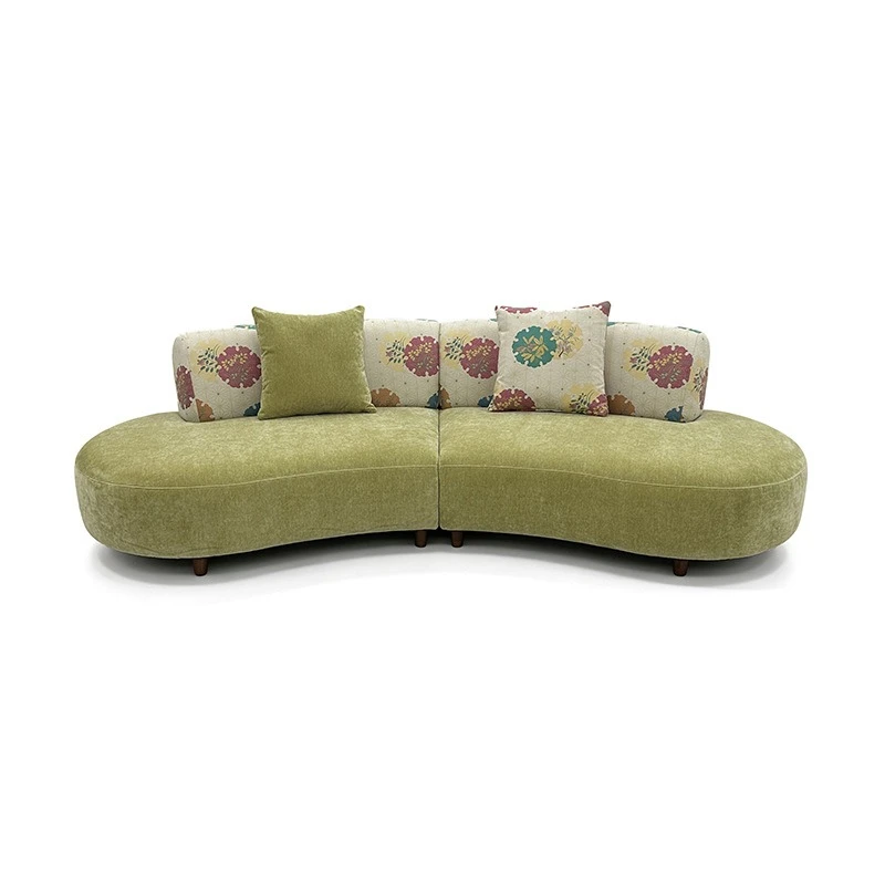 Moon curved sofa living room cream wind clothing store resting area fabric sofa source factory sofa