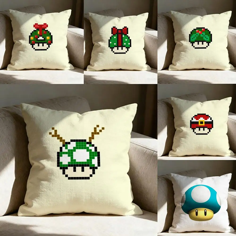 Mushroom Christmas Outfit Pillow Case Pillowcase, Double-sided Printed, Sofa Cushion, Bedroom Headboard Pillow