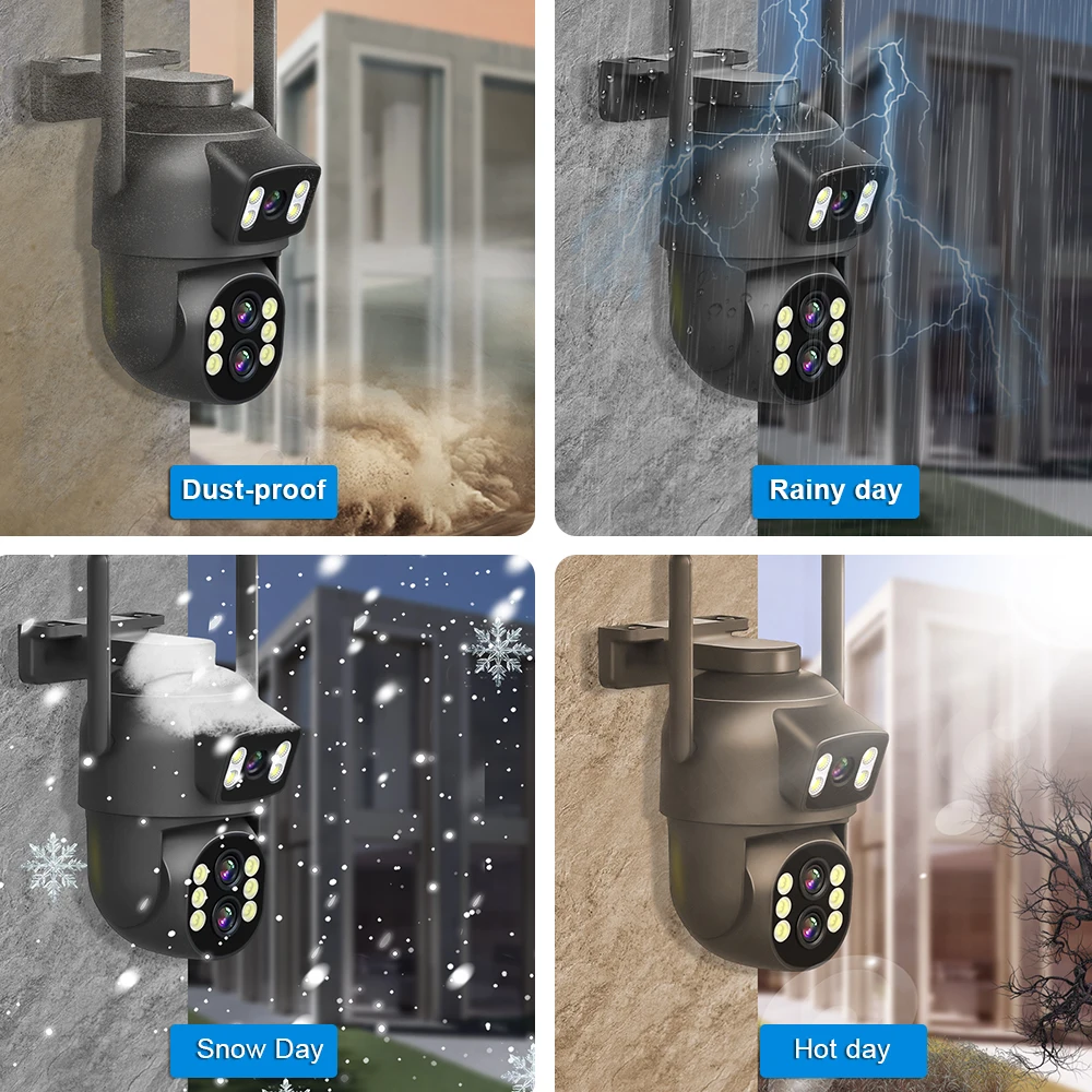 Câmera de segurança externa WiFi 6K 12MP com zoom 10x, lentes triplas e telas triplas, rastreamento automático e detecção de movimento, CCTV S