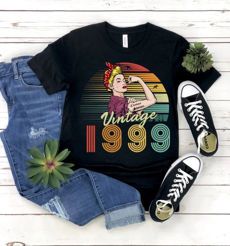 

Limited 1999 Edition 24th Birthday Shirt Funny Graphic 100% Cotton Women Tshirt Short Sleeve Tees O Neck Female Drop Shipping