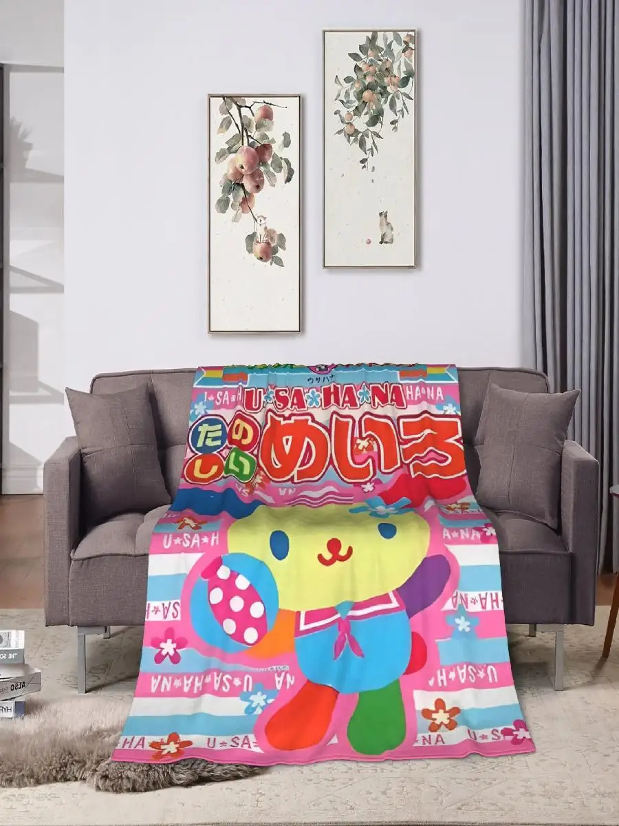 Manta de Anime japonés Usahana, calidad súper suave para viajes de invierno, oficina, sala de estar, colcha estética