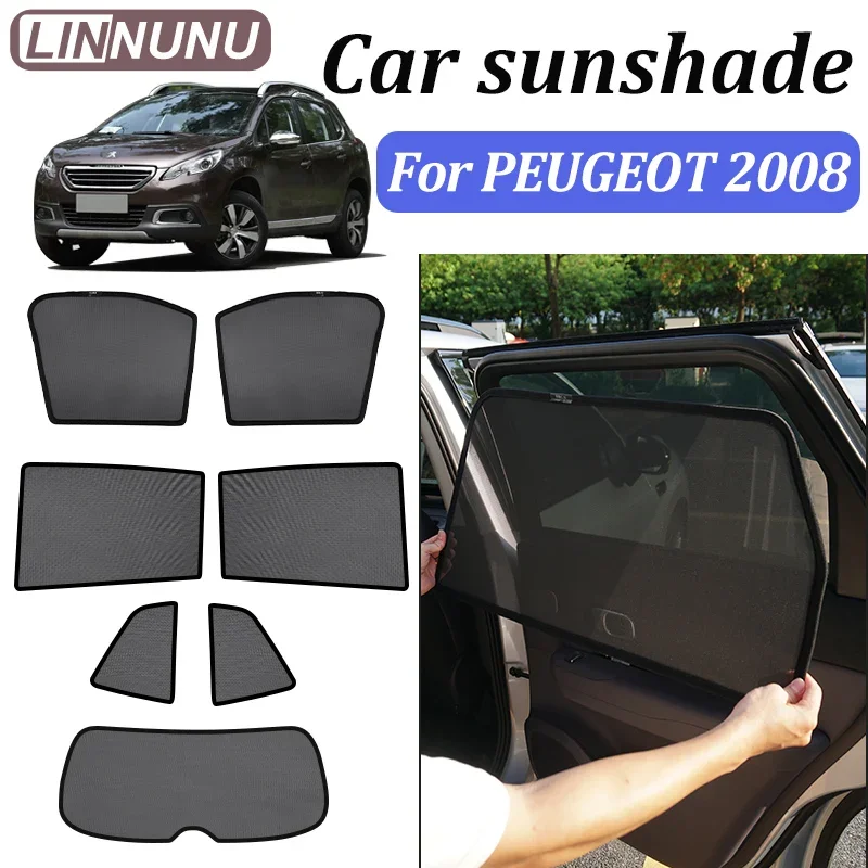 

Магнитная солнцезащитная шторка LINNUNU для Peugeot 2008 2013-2018, сетчатая шторка на лобовое стекло, защита от УФ-излучения для боковых окон, летние аксессуары