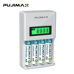 PUJIAMX 1.2V AA/AAA Rechargeable Battery Charger LCD Display Portable Universal Adapter Type C Interface Fast Charging Tool