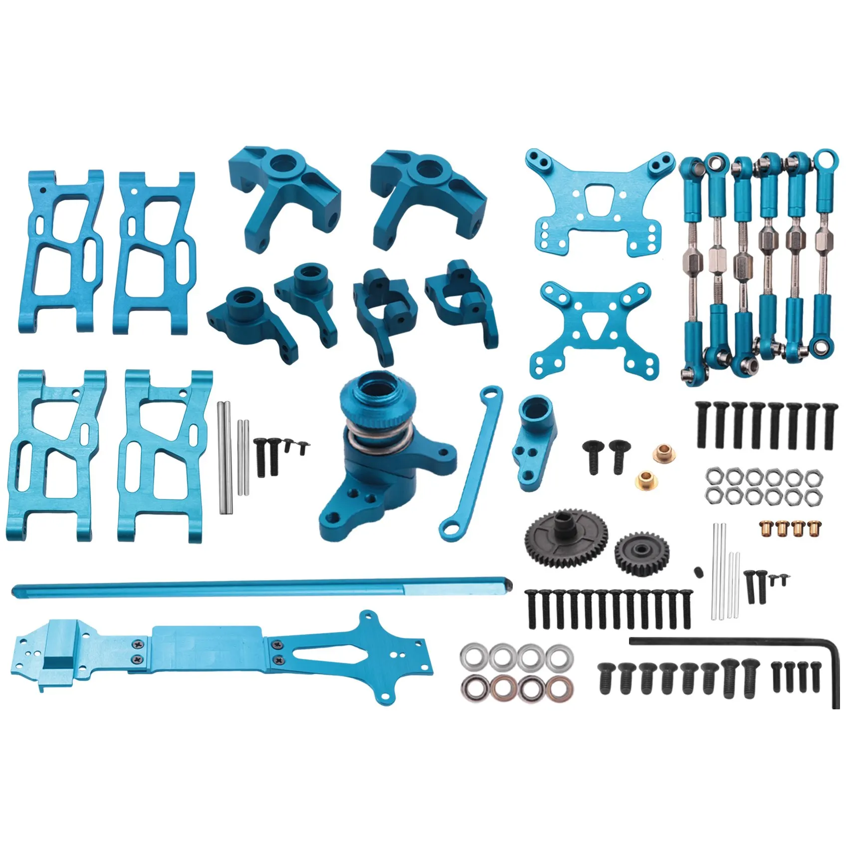 for 1:14 144001 RC Car Full Upgrade Spare Parts Metal C Seat Steering Cup Swing Arm Central Drive Shaft,Blue