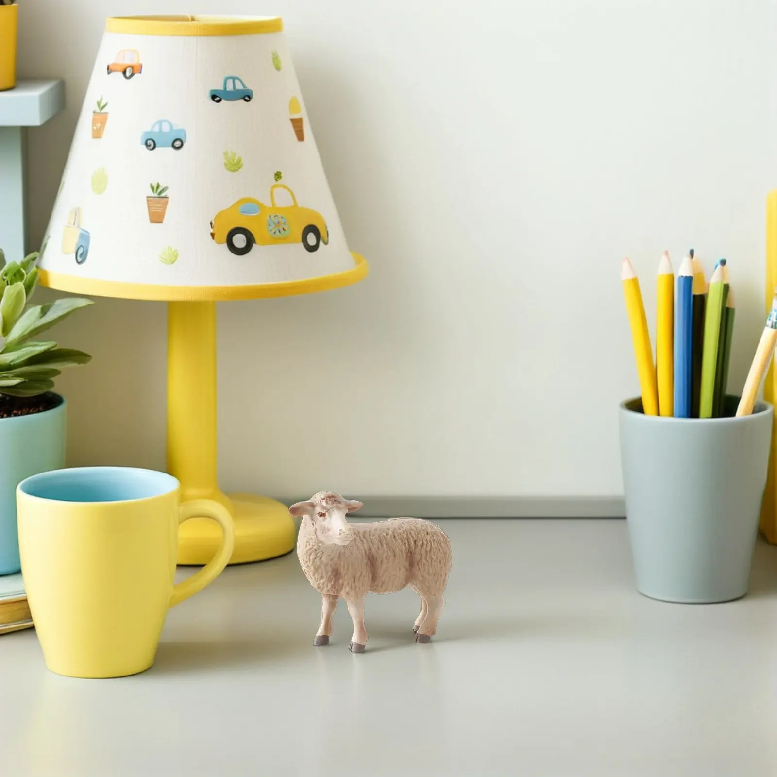 1Pcs Simulation Sheep Decoration Realistic Lifelike Animal Ornament for Home Room Office Photo Prop Creative Eco Friendly Decor