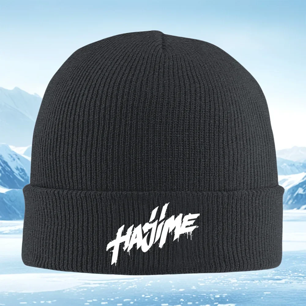 2026 Grunge white text on black background Men Women Unisex Knitted Hat Beanie Pullover Cap Winter Thermal Warm Christmas Outdoo