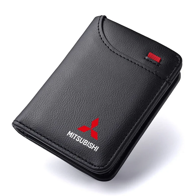 

PU Leather Car Wallet Card Holder for Mitsubishi Outlander Lancer ASX Mini Credit Card Case Portable Auto Accessories