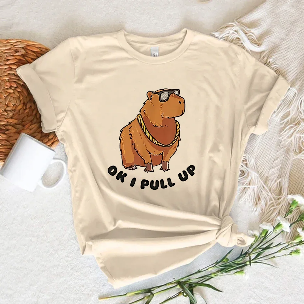 T-shirt Capybara Kapibara pour femme, marque de luxe, streetwear drôle d'été, vêtements féminins de créateurs Harajuku