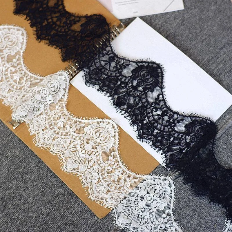 

15CM Wide, New Wave Edge Bone Line Eyelashes Lace Embroidery Fabric DIY High-end Wedding Veil Clothing Accessories Decoration