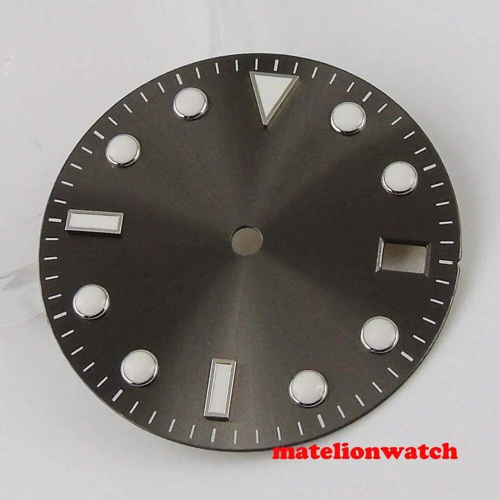 

28.5mm Gray sterile WATCH DIAL fit NH35 NH35A movement Blue Luminous dial marks