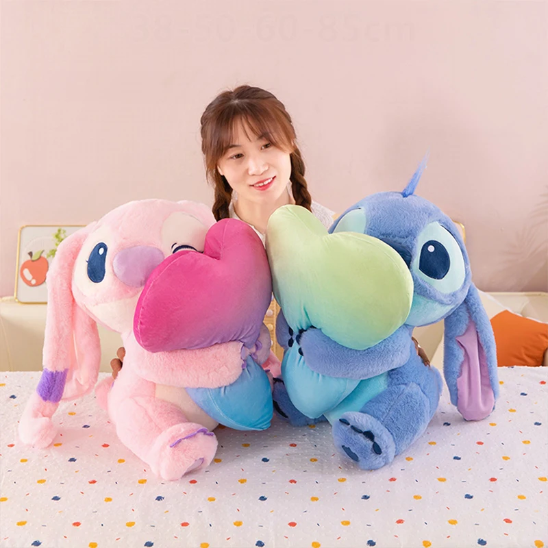 

Kawaii Disney Plush Toy Stitch Doll Cute Cartoon Alien Hugging Heart for Kids Birthday Gift Perfect Holiday Couple Present