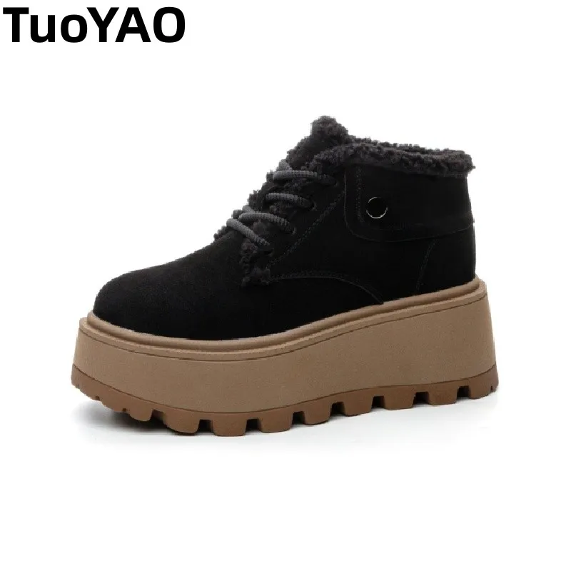 

8cm Microfiber Leather Women Casual Shoes Comforable Walking Shoes Platform Sneakers High Chunky Spring Autumn Fall Boots