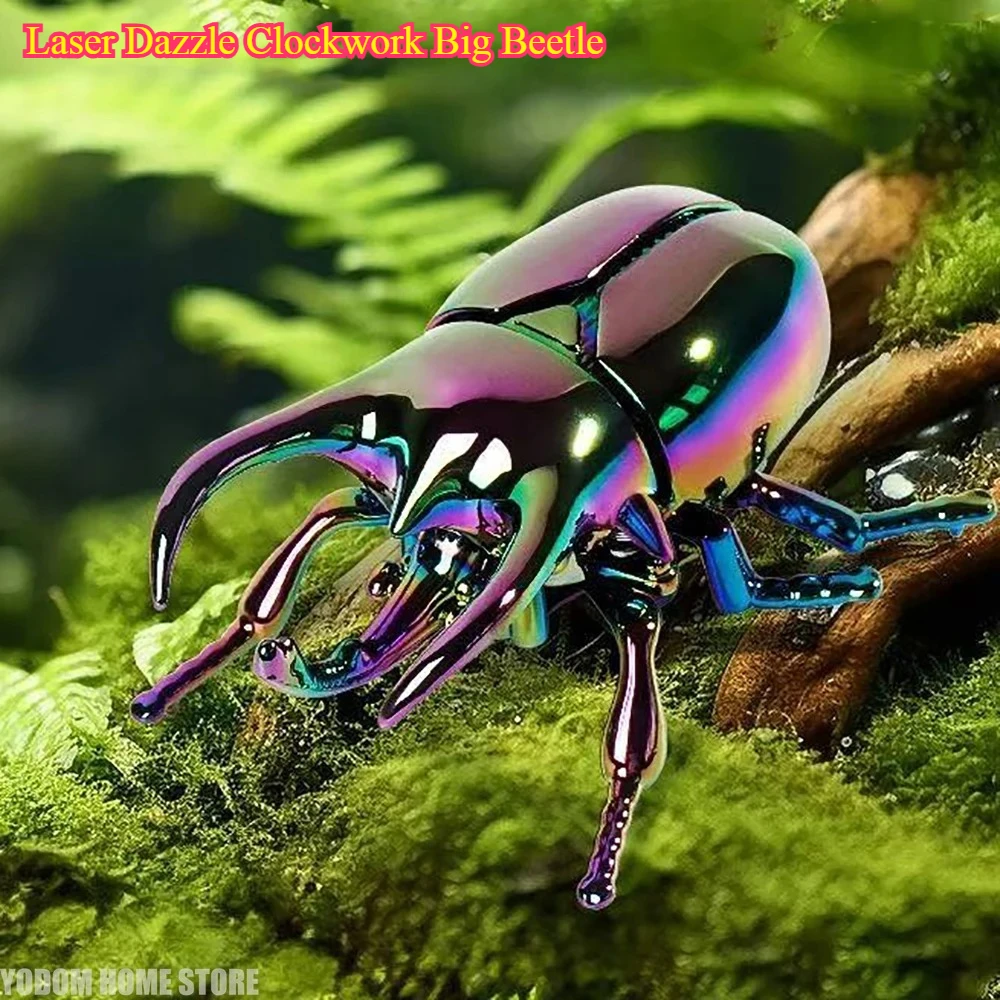 Laser Dazzle Clockwork Big Beetle - Animated Home Desk Decoration Accessory, Unique Kids Gift Idea