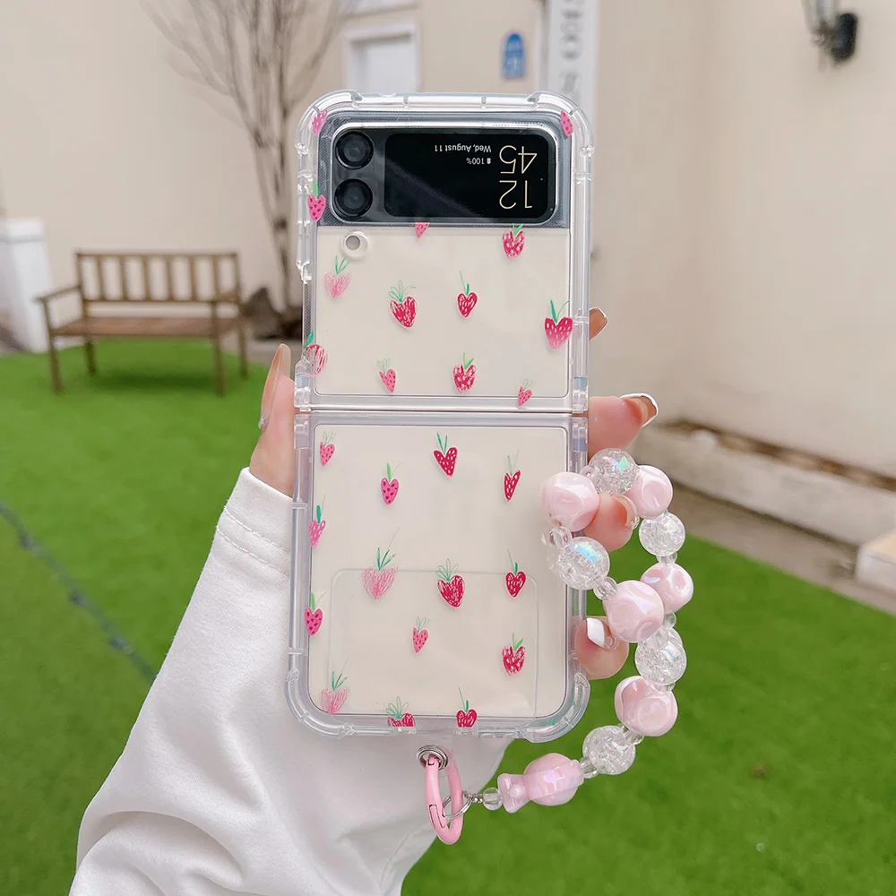 For Samsung Galaxy Z Flip 4 ZFlip 3 Case Cute Strawberry Bracelet Transparent Soft Silicone Folding Shockproof Protection Cover - AliExpress 202192403 For Samsung Galaxy Z Flip 4 ZFlip 3 Case Cute Strawberry Bracelet Transparent Soft Silicone Folding Shockproof Protection Cover - AliExpress 202192403