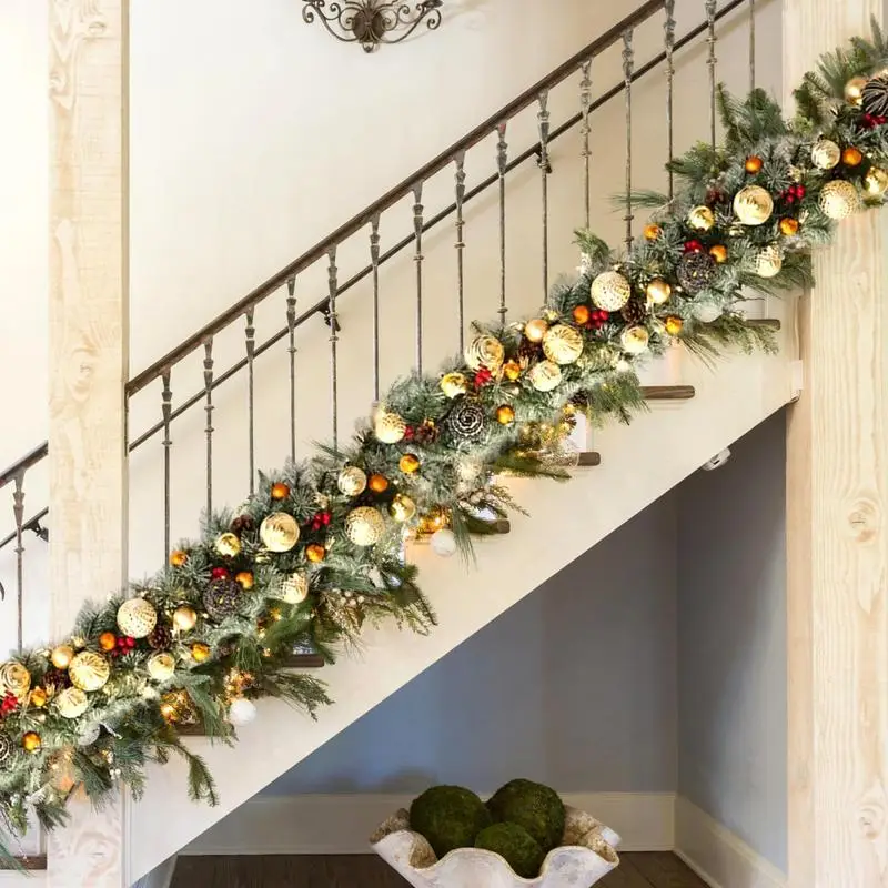 

Christmas Garland With Lights 53Inch Artificial Christmas Battery Operated Garland With 8 Changeable Lights Christmas