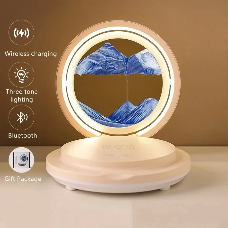 

Sandscape Moving Sand Art Table Lamp Quicksand LED Night Light BT Audio 3D Hourglass Bedside Lamps Flowing Home Decor Gifts