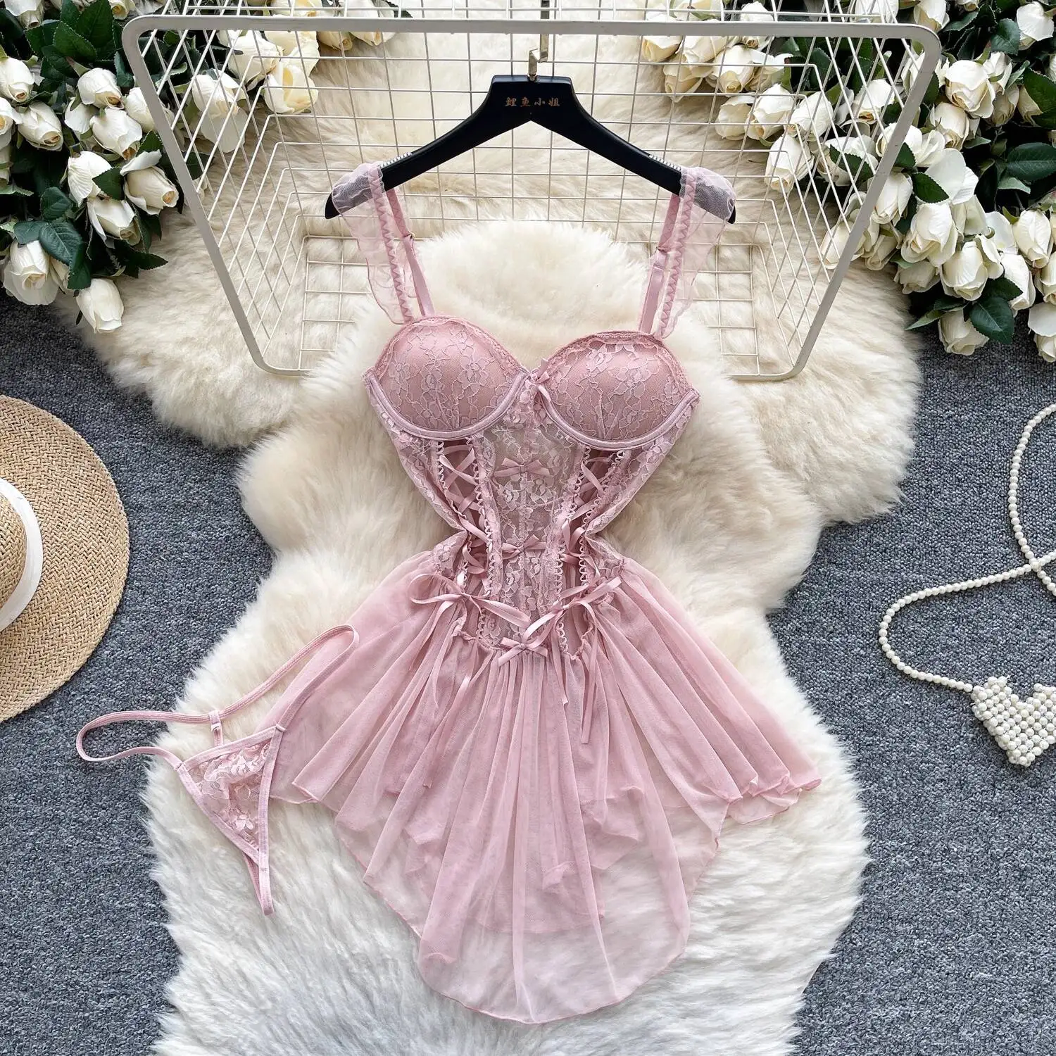 Women Chic Elegant Draw String Embroidered sleeveless mini dress Sexy Evening Fashion women clothing