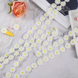 Finiture di fiori margherita che decorano fiori di sole Nastro fai da te Tessuto di pizzo Cucito Ricamo per abito da sposa Fascia per capelli Decorazione di vestiti