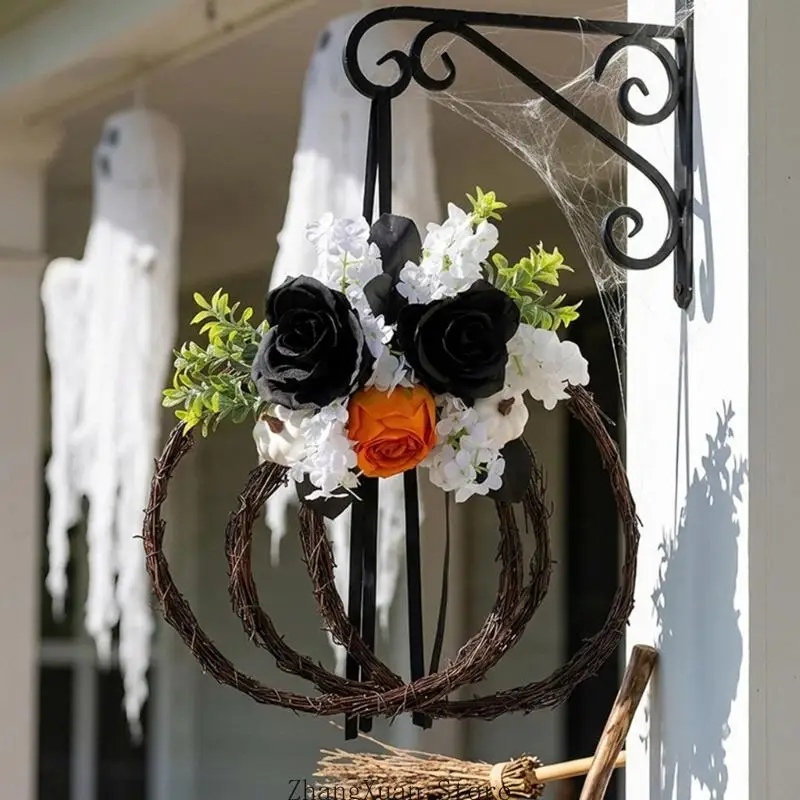 Halloween-Kranz-Akzent für den Innenbereich mit Kunstblumen-Eintrittsdisplay 3XUF – Detail 2