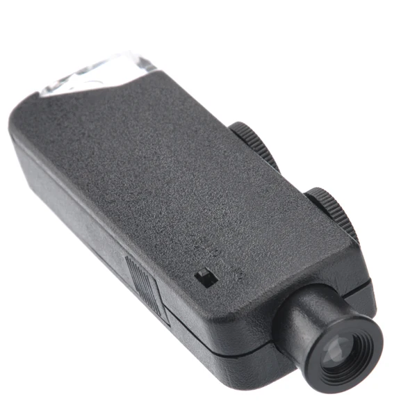 Black Handheld Microscope 60x-100x Zoom LED Light Pocket Microscope Lightweight Compact Magnifier for Outdoor Use
