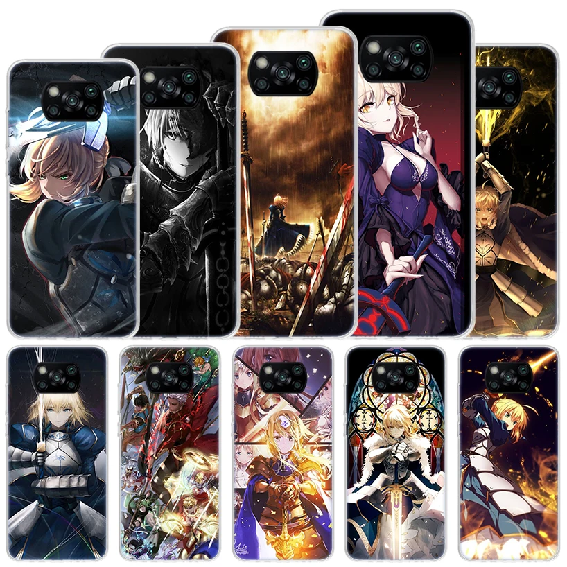 Fate Zero Stay Night Saber Soft Case For Xiaomi Poco X6 X5 X4 X3 Nfc F6 F5 Pro Phone Cover F4 Gt F3 F2 F1 M5S M4 M3 M5 Funda Coq