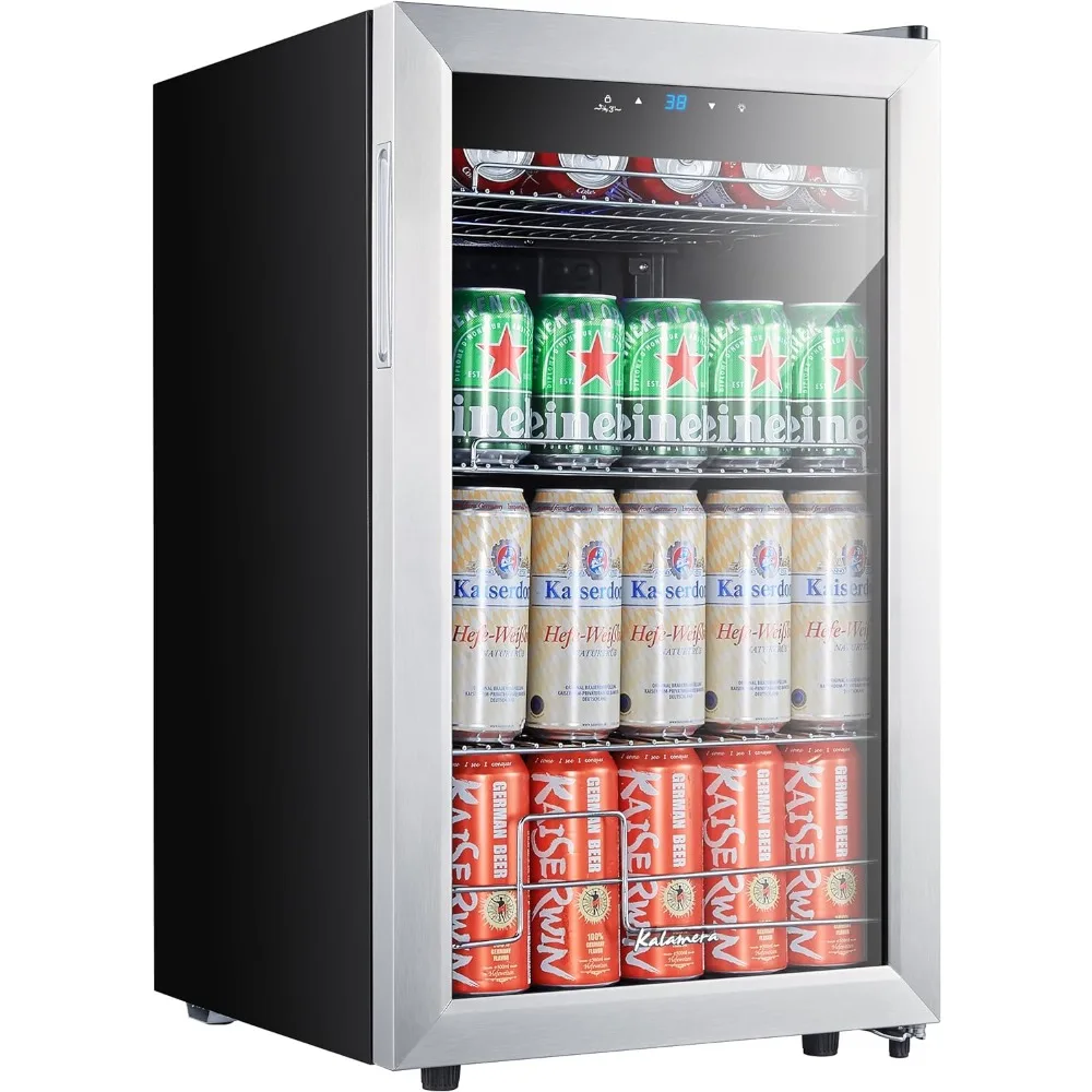 Mini Beverage Refrigerator Freestanding- 102 Cans Capacity Beverage Cooler- for Soda, Water, Beer or Wine