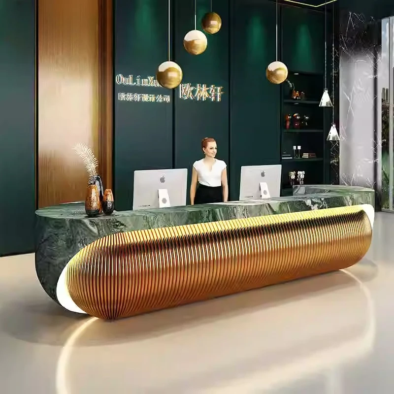 Boutique Hotels Reception Desks Display Aesthetic Luxury Commercial Reception Desk Coffee Restaurant Rezeption Theke Furniture