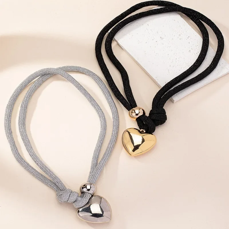 

Delicate Big Heart Pendant Necklace for Women Fashion Jewelry Rope Chains Double layer Sweater Accessories Elegant Wedding Gifts