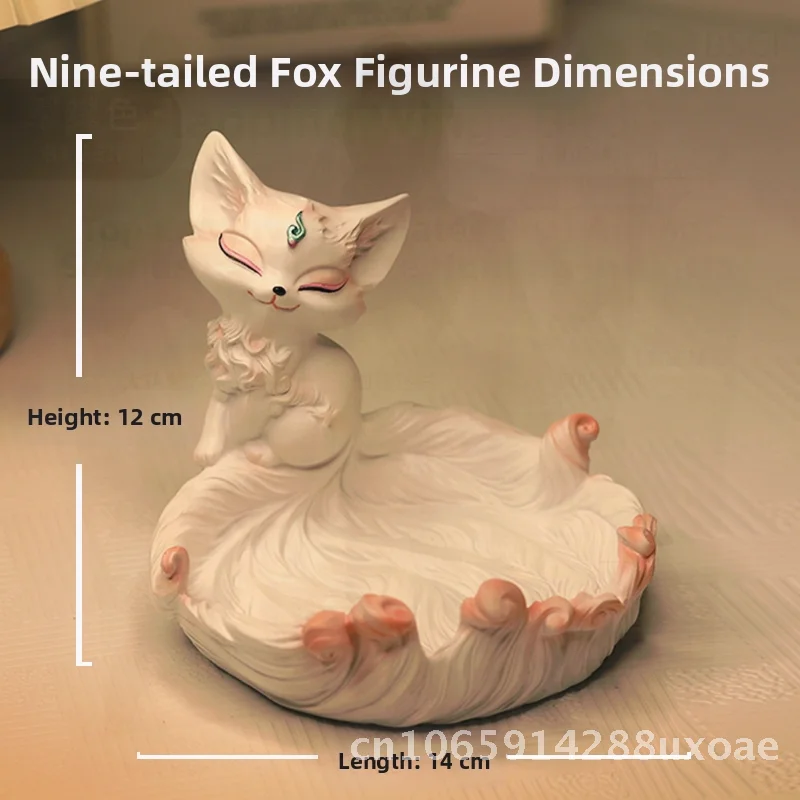 

Nine-Tail Fox Key Storage Resin Entrance Ornament with Light Luxury Door Shoe Cabinet Decor Home Desktop Moving Gift Idea