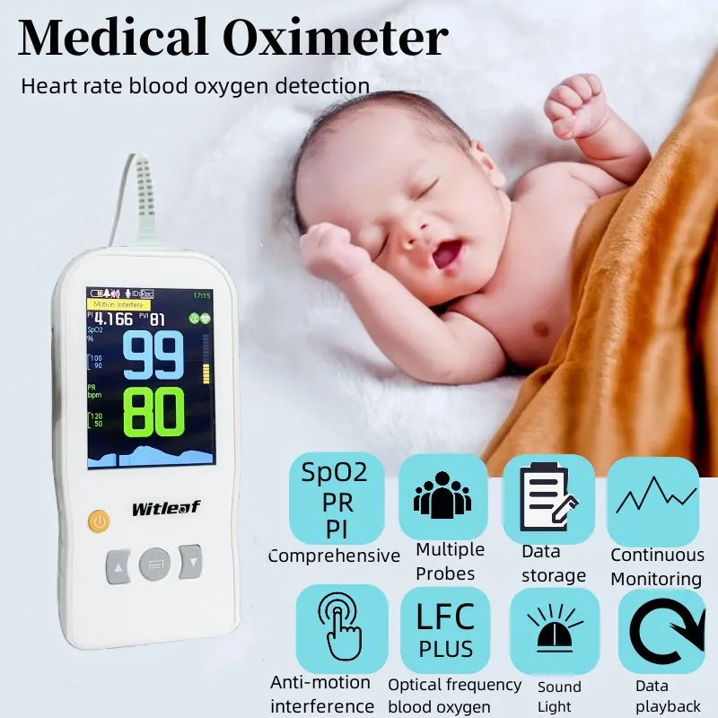 Witleaf Medical Handheld Pulse Oximeter Fingertip for neonatos Mother Kids Adult Pediatric Oxysept SPO2 PI PR Heart Rate Monitor