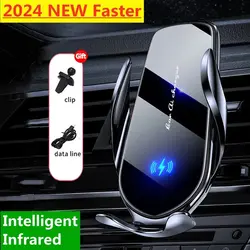 Car Wireless Charger Air Vent Car Phone Holder Mount 15W Fast Charging Station Car Bracket For iPhone 15 14 13 12 Samsung Xiaomi
