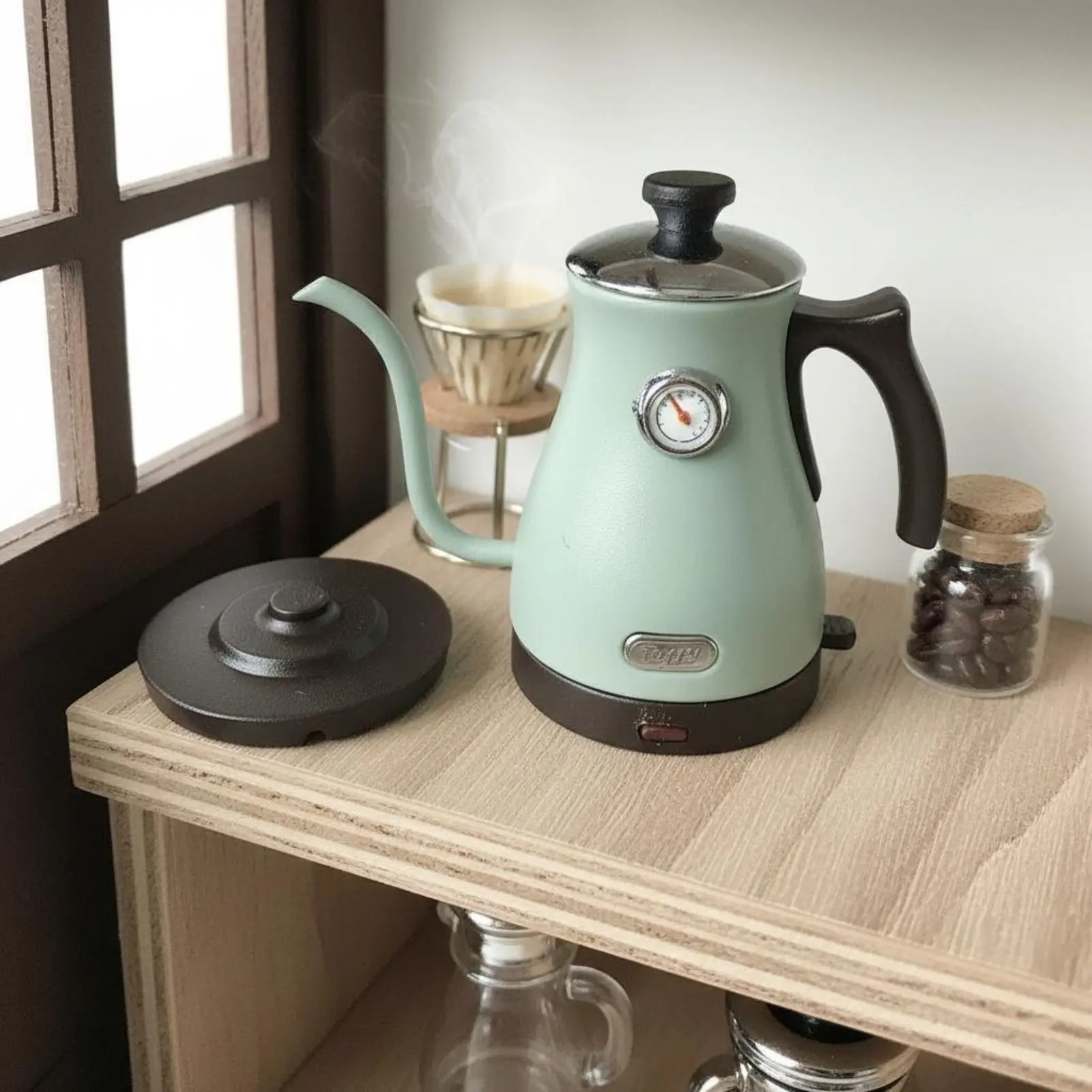 

Dollhouse Kettle Removable Lid Miniature Gooseneck Kettle for Miniature Scene Scenes