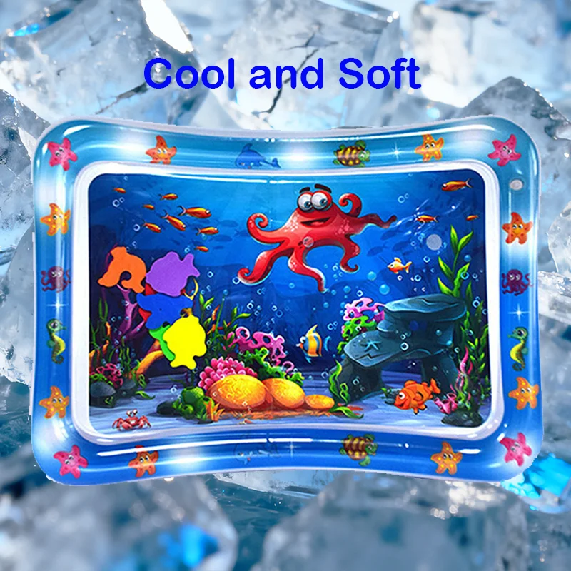 بساط لعب مائي قابل للنفخ على شكل دائرة مربعة للأطفال الرضع والأطفال الصغار ووقت البطن وسادة مائية للتعليم المبكر وتطوير هدية النشاط