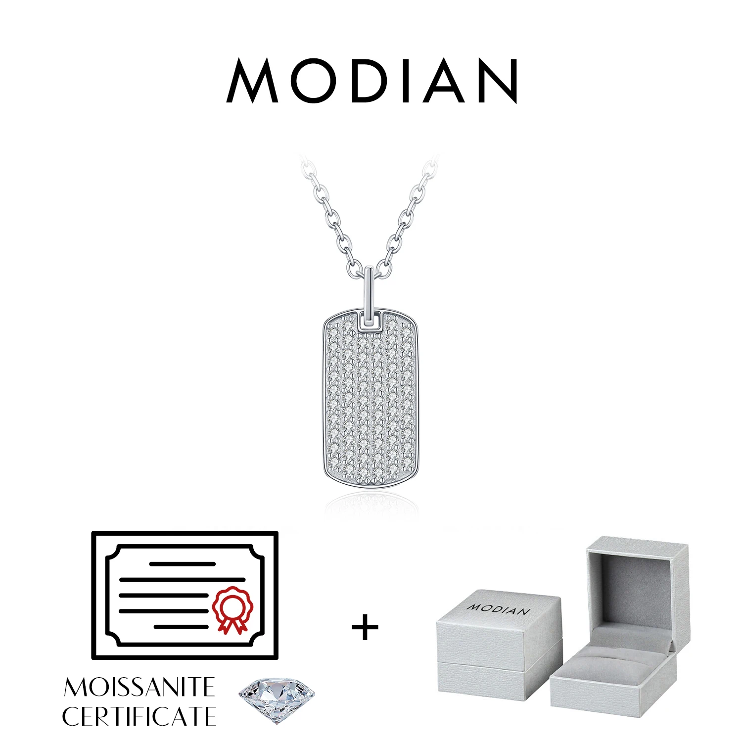 Women's D Color Moissanite Rectangle Pendant Necklace