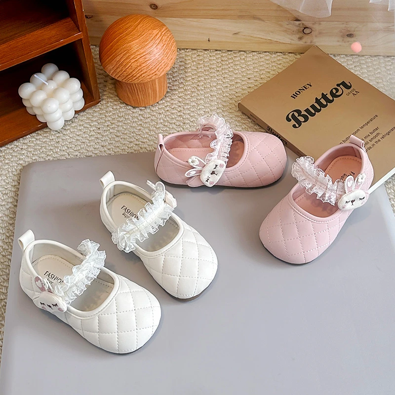 

Детская повседневная обувь из искусственной кожи, модные однотонные весенние туфли на шнуровке для девочек, противоскользящая обувь с мягкой подошвой, розовые, белые туфли, размер 21-30