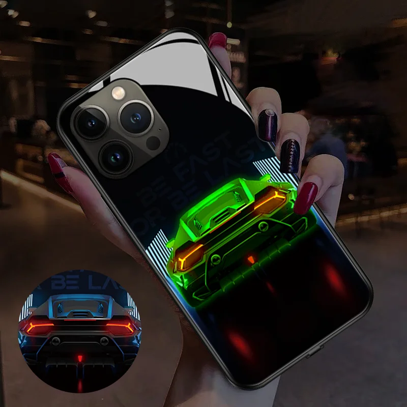 Sports car series Light Flashing colorful changing luminous mobile phone case For OPPO A55/A54/A56 F19 Pro+/A94 5G/A95 5G Reno8