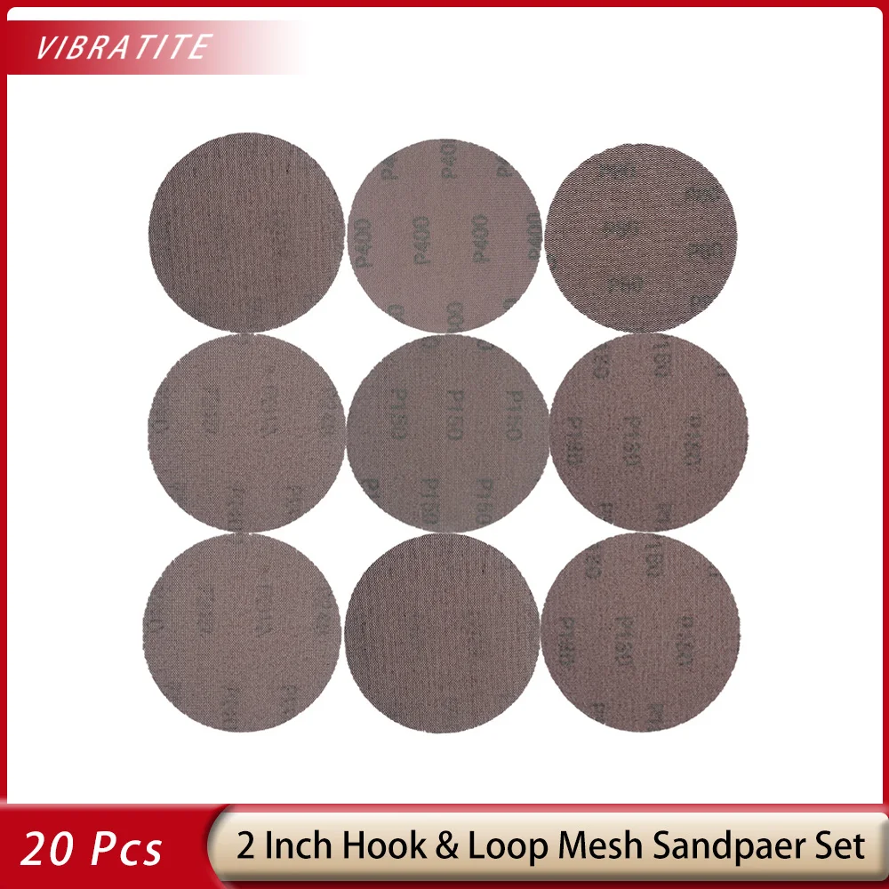 20Pcs  2 Inch 50mm Mesh Sandpaper Hook&Loop Sanding Disc Dust Free Sharp Grinding For Drywall Wood Sanding