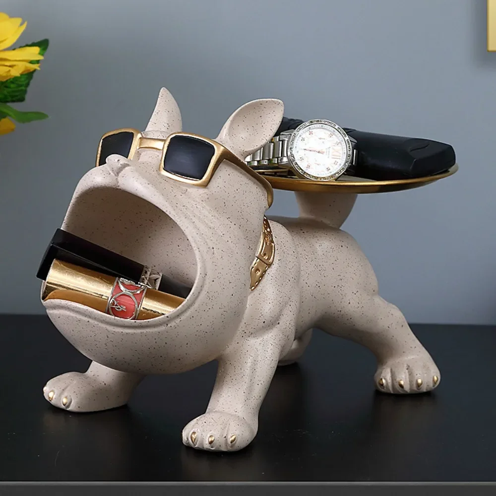 Home Light Luxury Jewelry Dog Statue Living Room Decorations Entryway Key Storage Ornament Storage Tray Decorative Figurines