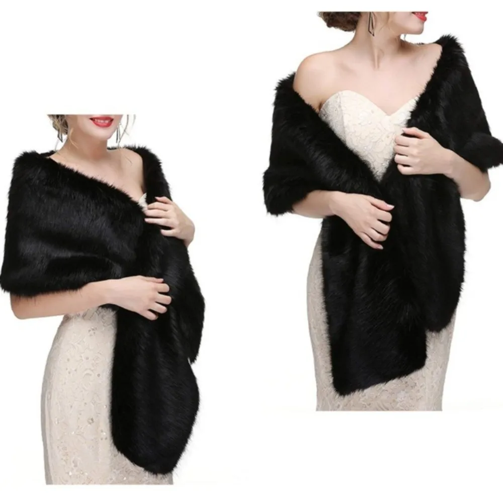 

Casual Solid Color Plush Shawl Soft Cloak Korean Style Faux Fur Scarves Neck Wrap Keep Warm Bride Shoulder Fake Collar Daily