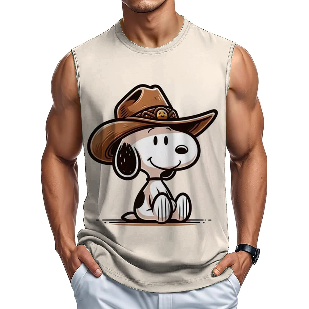 

Summer New Gym Athletic Tank For Men Snoopy funny print Oversized Basketball Vest Daily Street Casual Clothing Art Tank Top