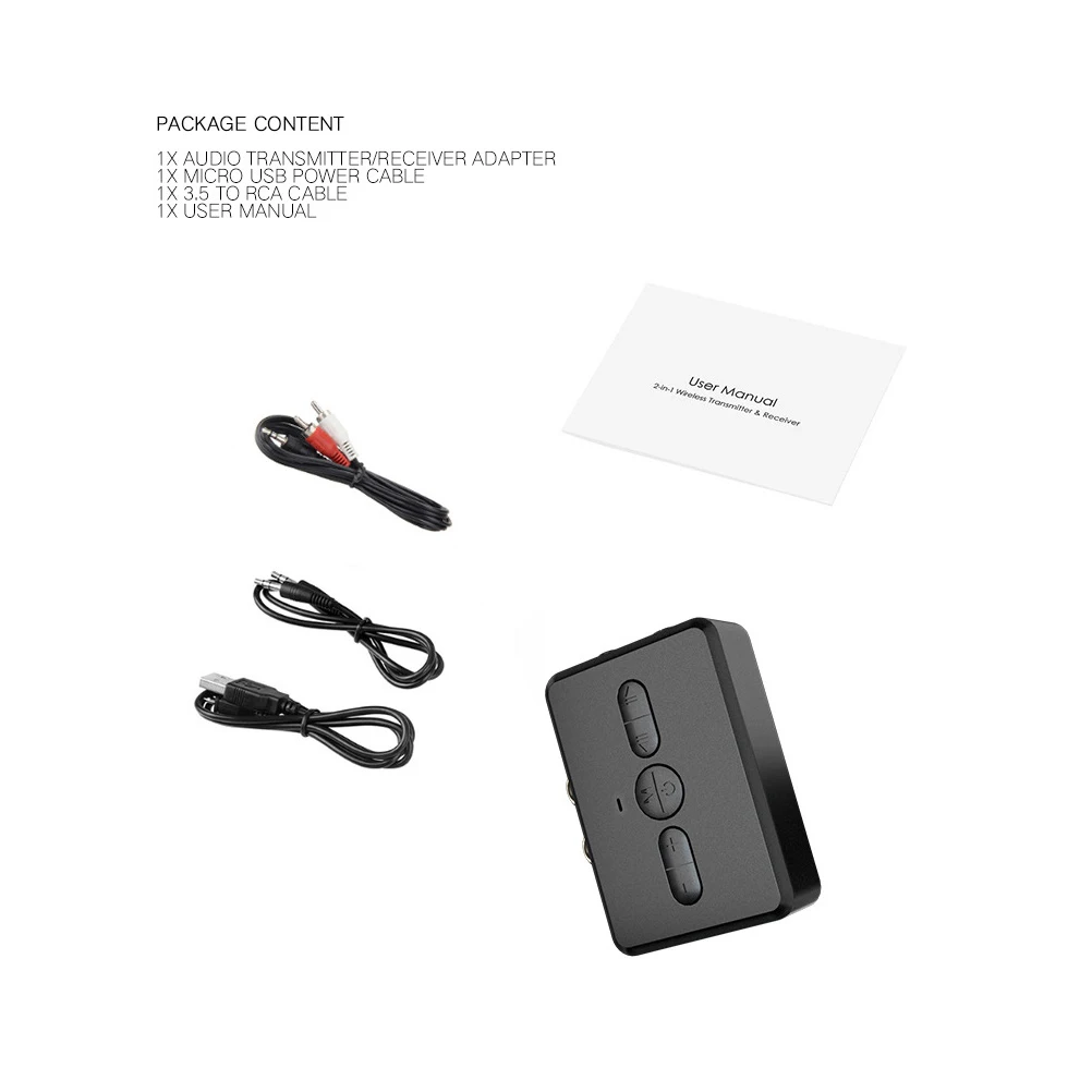 

Receiver Transmitter Wireless Audio Adapter Durable ABS Material Practical Workmanship Flashing Light Pairing Rca Aux