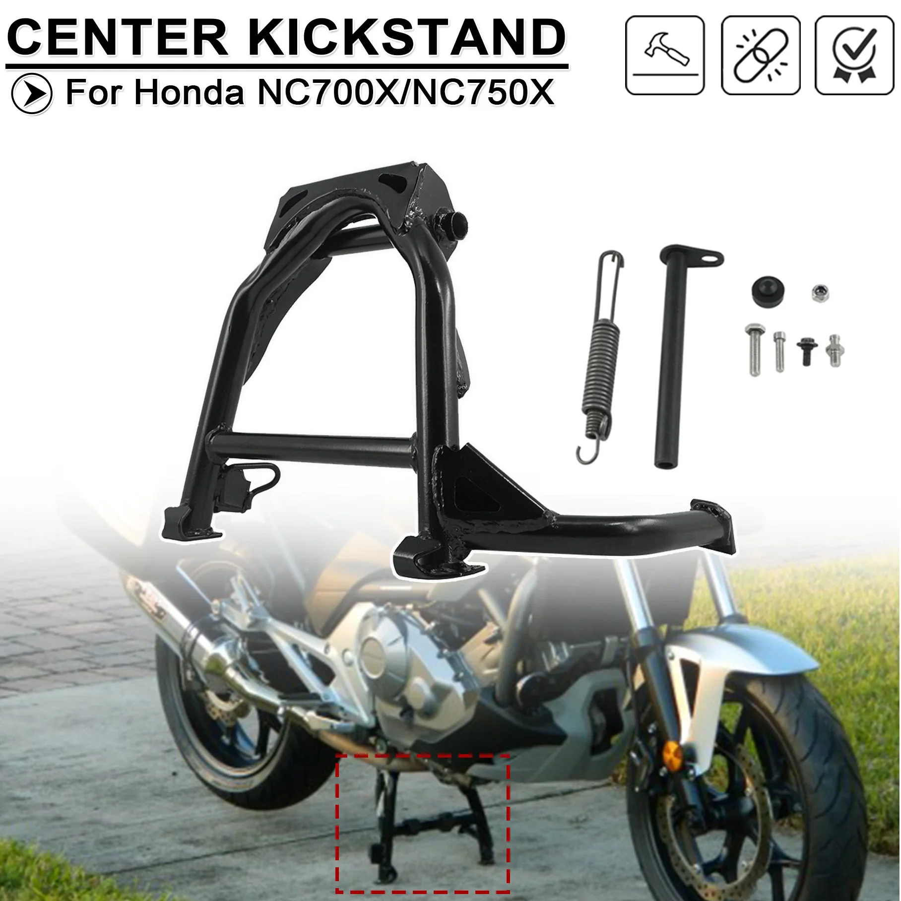 

Motorcycle Steel Parking Rack Foot Support Middle Kick Stand Holder Central Rest Bracket For Honda NC700S 750S NC700X 2012-2018