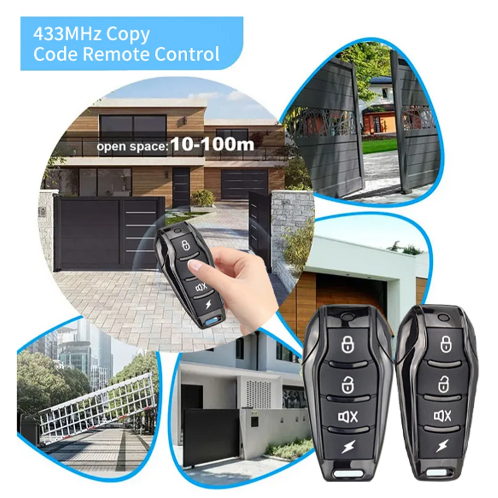 

433MHz Clone Remote Control Copy Function 4 Buttons RF Transmitter Auto Cloning Duplicator for Garage Door Electric door
